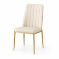 Chaise de salle à manger en cuir PU beige avec pieds en métal doré