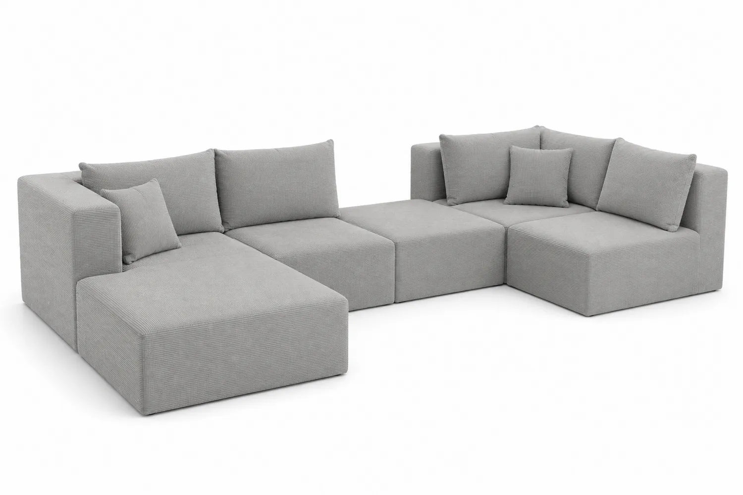 Canapé d'angle modulable en tissu gris