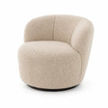 Fauteuil Rond en Tissu Bouclé Beige