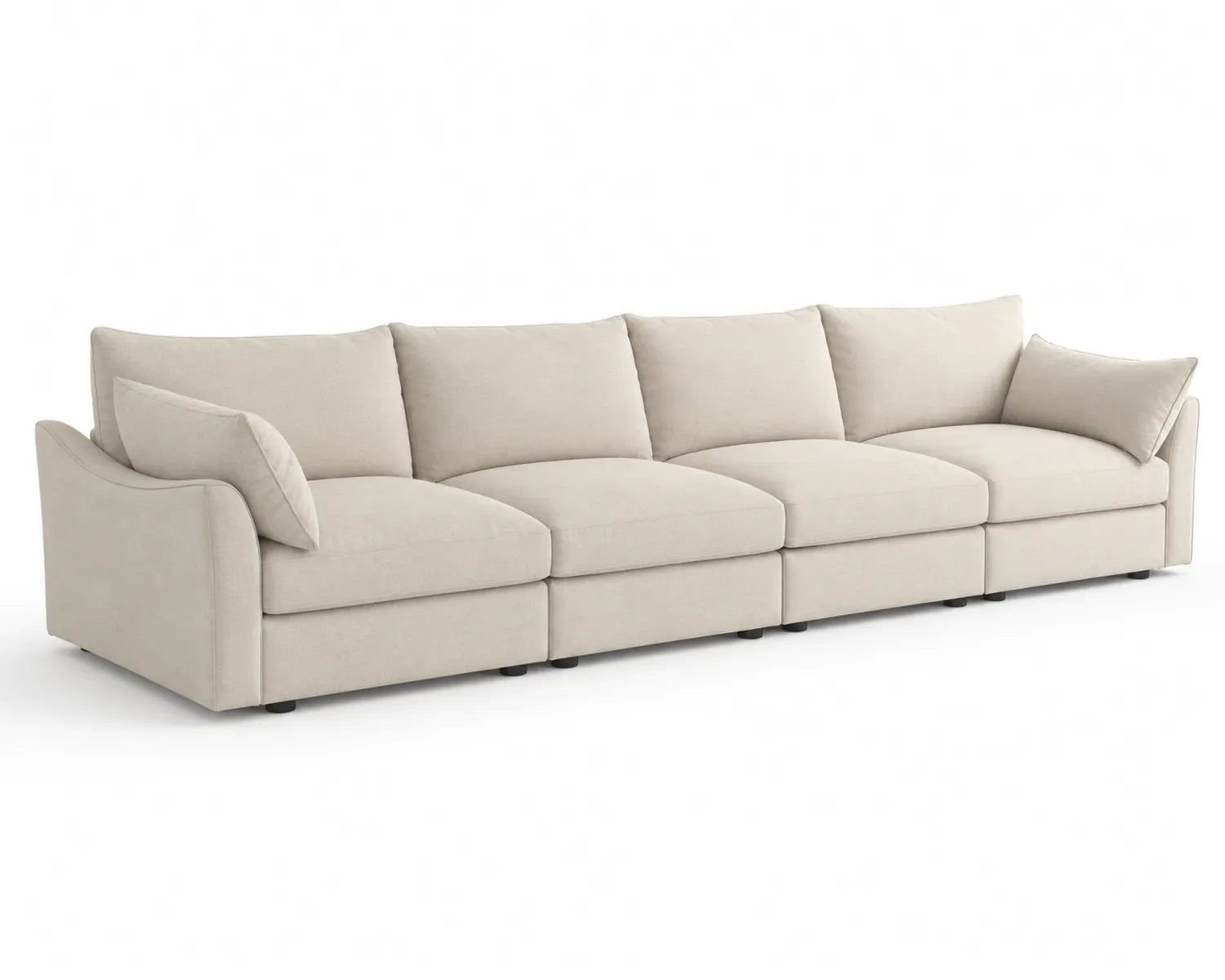 Canapé modulable en tissu polyester beige 4 places