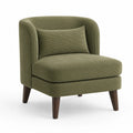 Fauteuil en velours côtelé vert avec pieds en bois