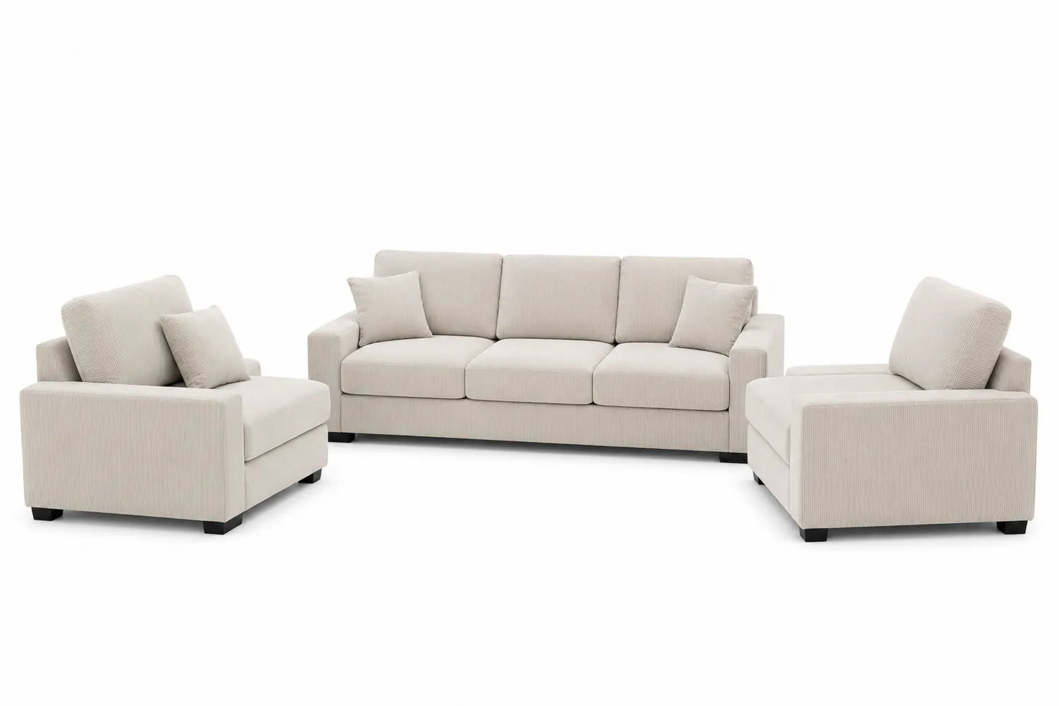 Ensemble de Canapés 3 Pièces en Tissu Beige