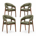 Lot de 4 chaises en bois et cuir PU vert