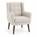 Fauteuil en tissu beige avec pieds en bois 75x70x85cm