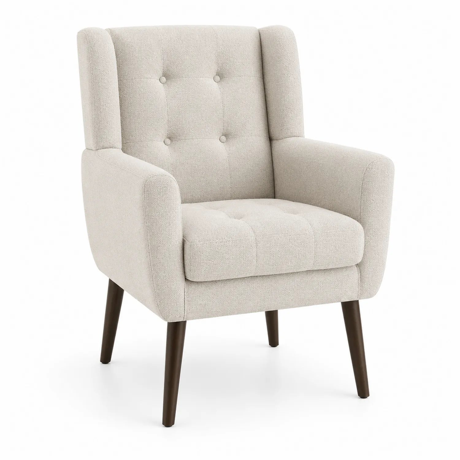 Fauteuil en tissu beige avec pieds en bois 75x70x85cm