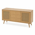 Buffet en bois avec cannage et tiroirs