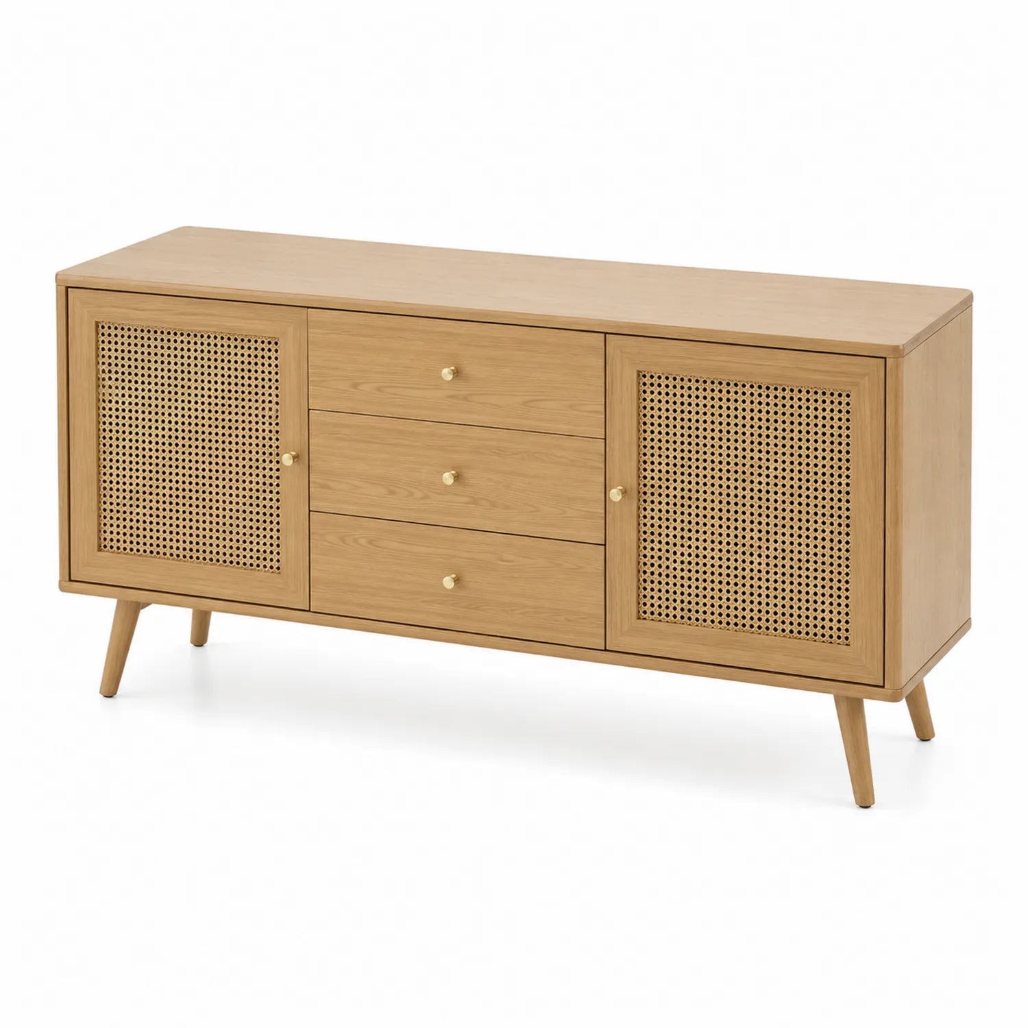 Buffet en bois avec cannage et tiroirs