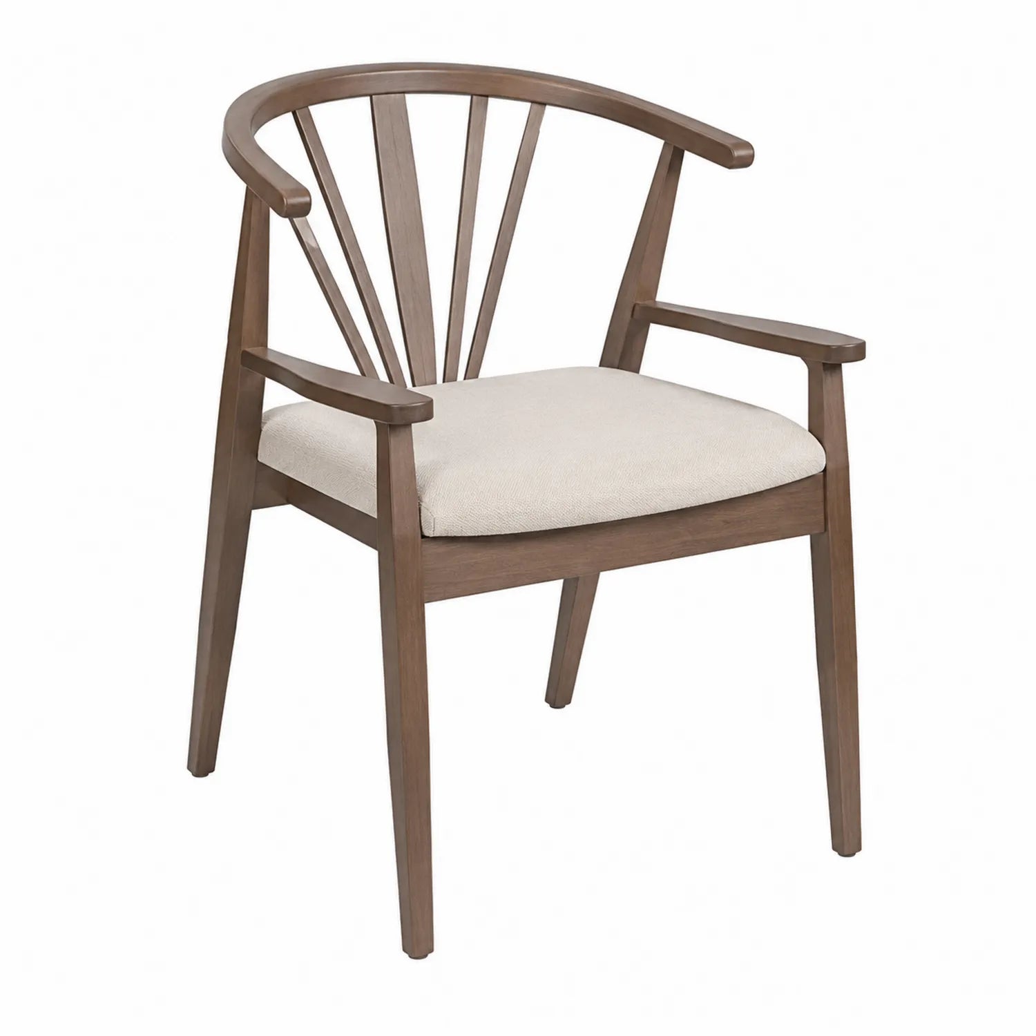 Chaise en bois avec coussin en tissu beige