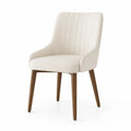 Chaise de salle à manger en cuir synthétique Crème avec pieds en bois 55x60x85 cm