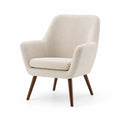 Fauteuil en tissu polyester crème avec pieds en bois