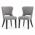 Lot de 2 chaises de salle à manger en tissu avec pieds en bois