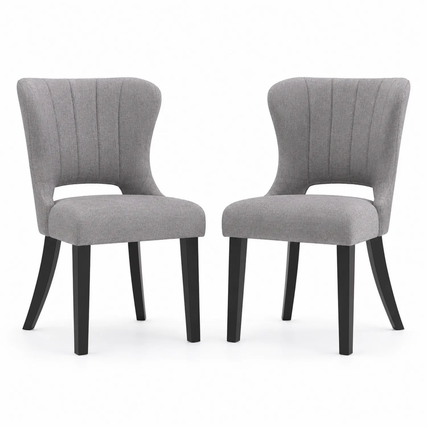 Lot de 2 chaises de salle à manger en tissu avec pieds en bois
