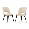 Lot de 2 chaises en similicuir crème avec pieds en métal noir et embouts dorés